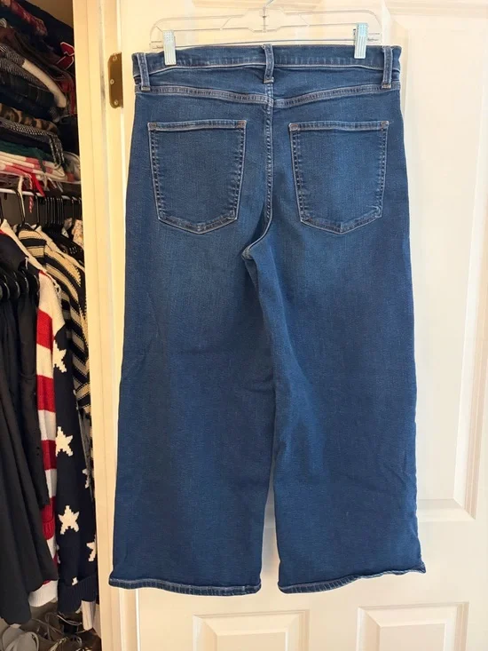 Banana Republic Factory Dark Blue Cropped Wide-Leg Jeans - Picture 3 of 5